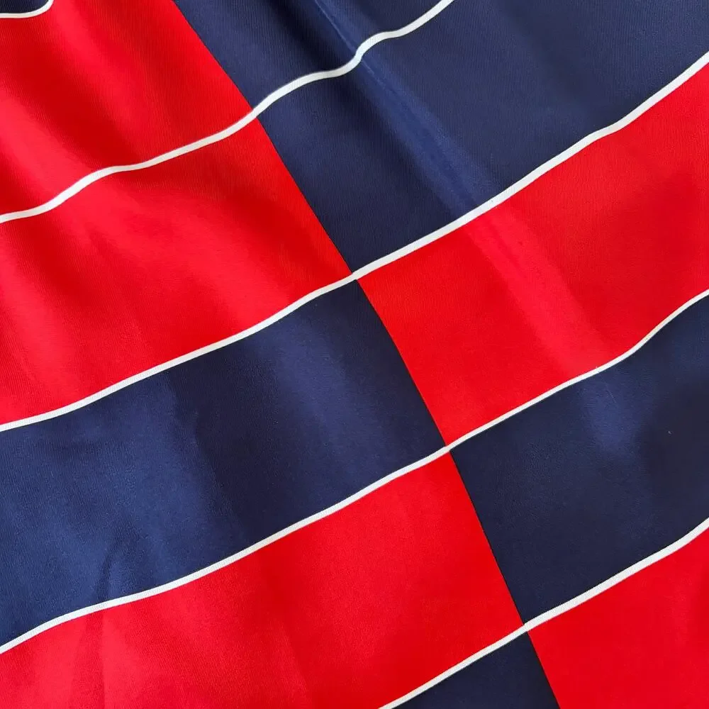 Elizabeth McKay 100% Silk Geometric Color Block Skirt Red Navy Size 10